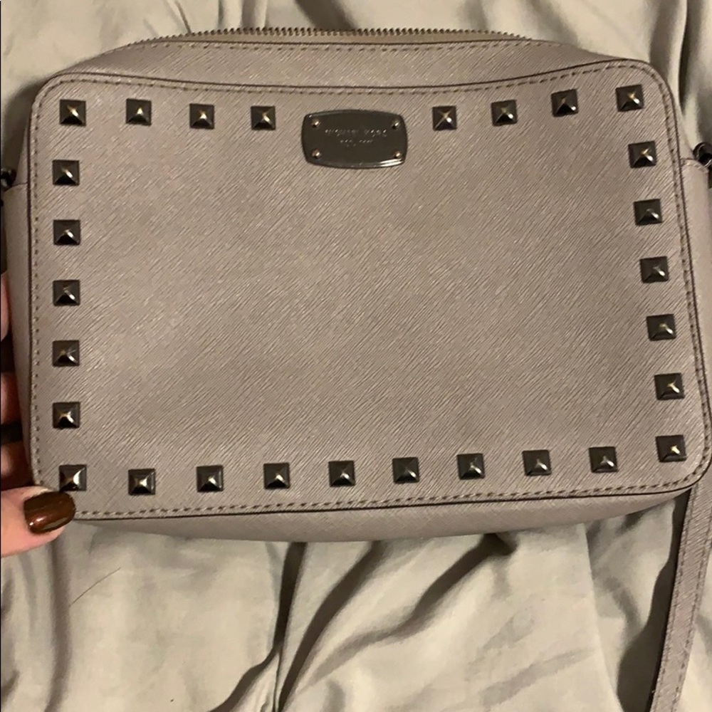 Grey and black studded Michael Kors crossbody